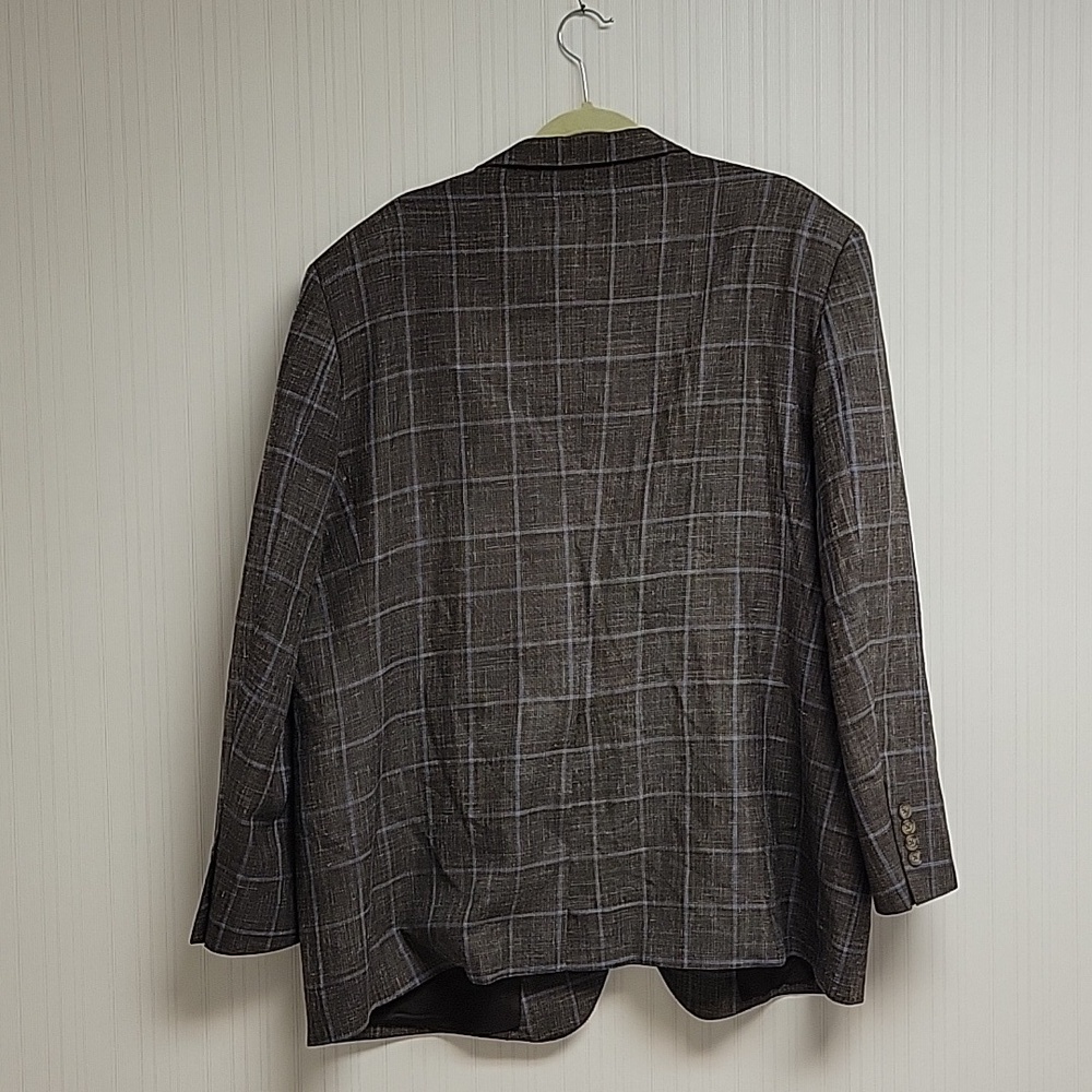 Men's Brooks Brothers 1818 Madison blazer brown/blue plaid 50R wool silk linen - Picture 3 of 8